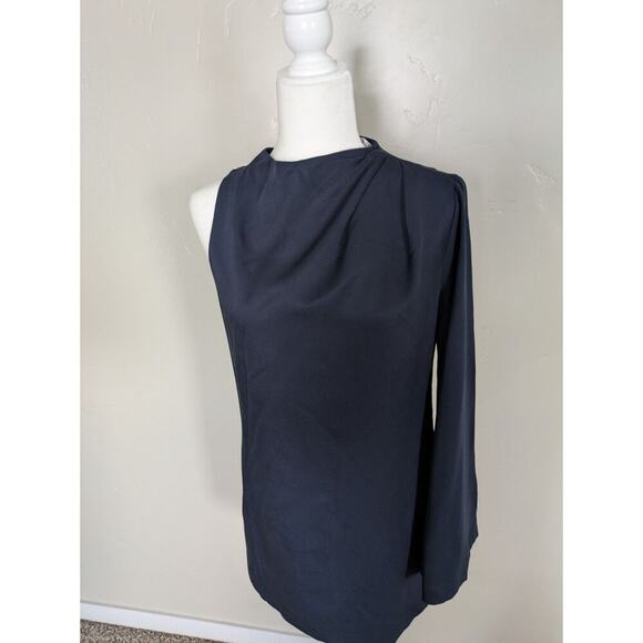 DO+BE Dress Womens Medium Asymmetrical Lined One Shoulder Drape Sleeve‎ Mini - Picture 9 of 10
